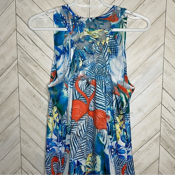 NWOT India boutique flamingo print stretch dress - Picture 5 of 7